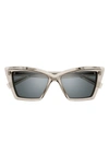 Saint Laurent 54mm Cat Eye Sunglasses In Translucent Beige Grey