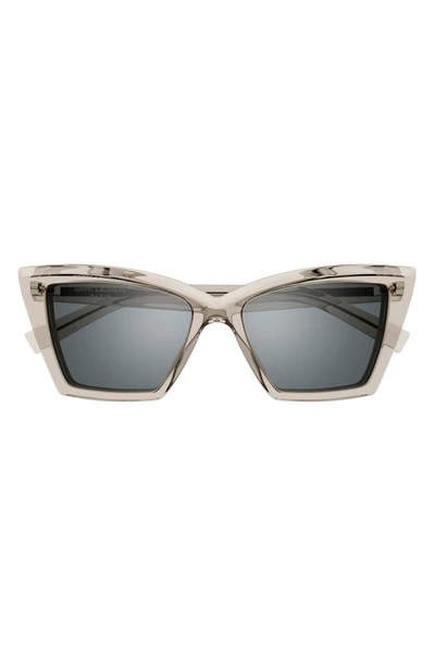 Saint Laurent 54mm Cat Eye Sunglasses In Translucent Beige Grey
