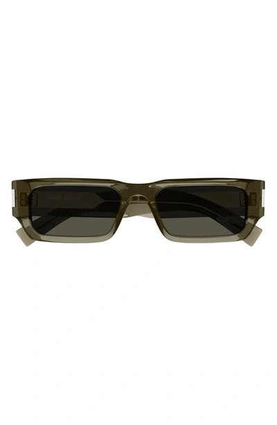 Saint Laurent 54mm Rectangular Sunglasses In Olive