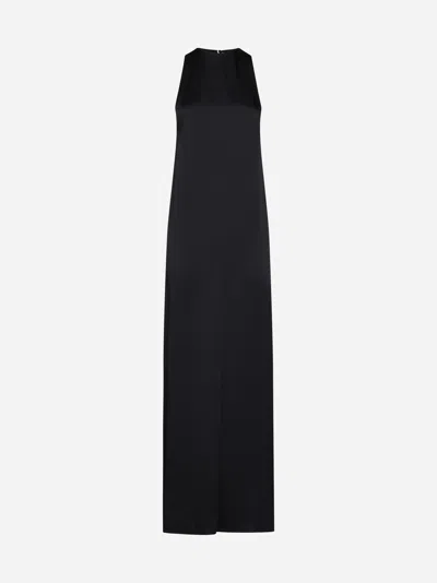 Saint Laurent Acetate And Viscose Long Dress In Black