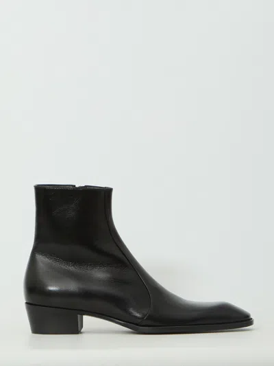 Saint Laurent Aurelien Leather Boots In Black