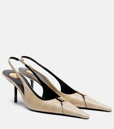 Saint Laurent Babylone Eel Leather Slingback Pumps In White