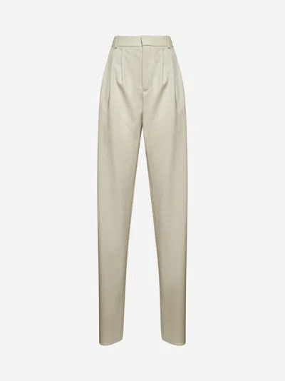 Saint Laurent Beige Light Wool Trousers In Neutral