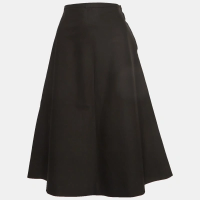 Pre-owned Saint Laurent Black Gabardine Flared Midi Skirt M