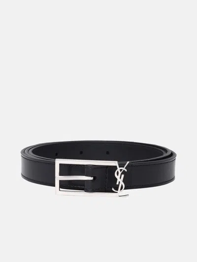 Saint Laurent Black Leather Low Ysl Belt