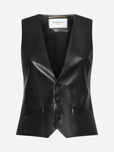 Saint Laurent Black Leather Vest