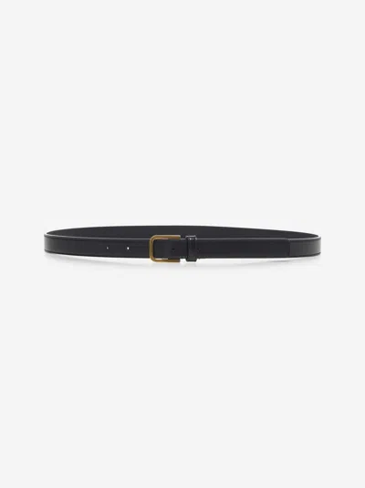 Saint Laurent Black Smooth Leather Belt