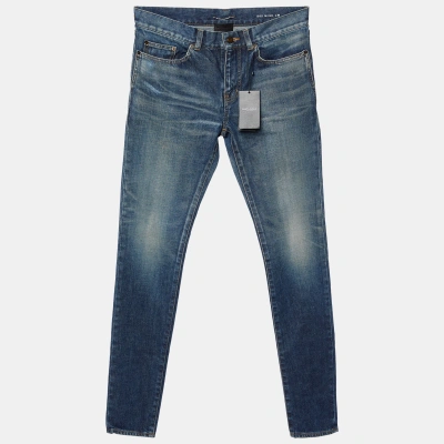 Pre-owned Saint Laurent Blue Washed Denim Skinny Fit Jeans S/waist 31"