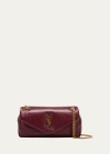 Saint Laurent Calypso Small Ysl Shoulder Bag In Smooth Padded Leather In Burgundy