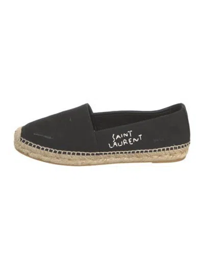 Pre-owned Saint Laurent Canvas Embroidered Accent Espadrilles In Black