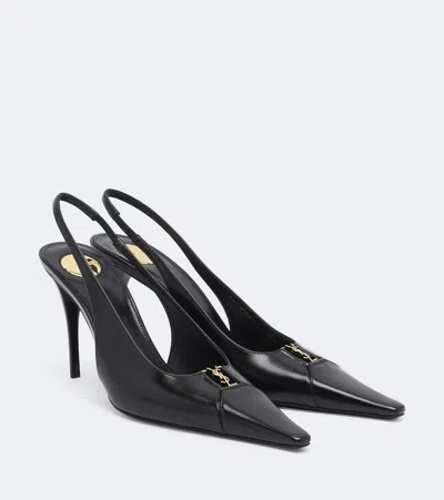 Saint Laurent Cassandre Leather Slingback Pumps In Black