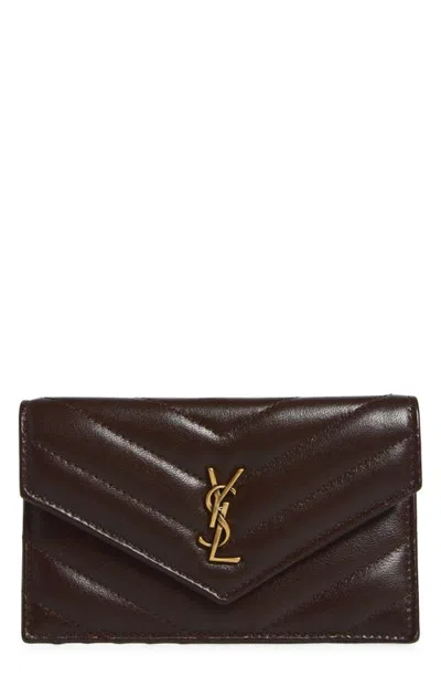 Saint Laurent Cassandre Matelass Leather Card Case In Dark Sweet Choco