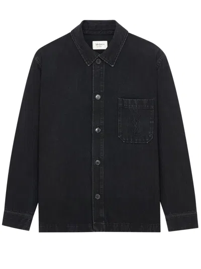Saint Laurent Downtown Overshirt In Black