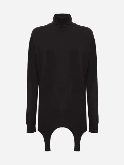 Saint Laurent Garter Cashmere Turtleneck In Black