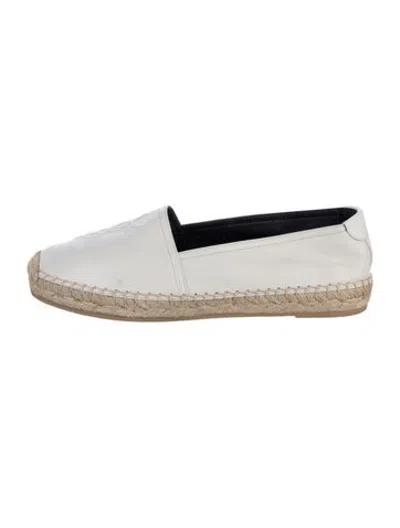 Pre-owned Saint Laurent Interlocking Cc Logo Leather Espadrilles In Black/white