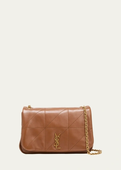 Saint Laurent Jamie 4.3 Small Ysl Shoulder Bag In Quilted Smooth Leather In Light Fox