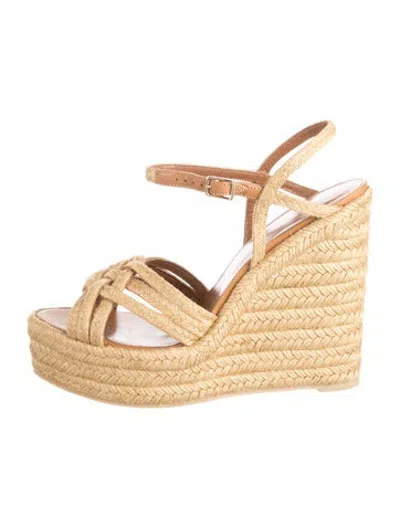 Pre-owned Saint Laurent Jute Braided Accents Espadrilles W/ Tags In Neutrals