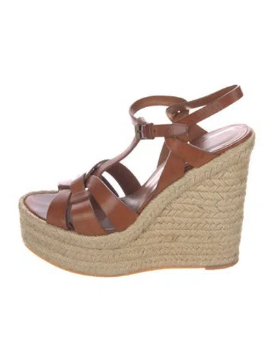 Pre-owned Saint Laurent Leather Espadrilles In Brown