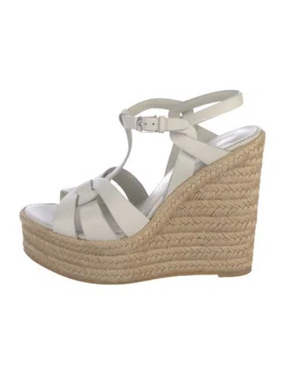 Pre-owned Saint Laurent Leather Espadrilles In White
