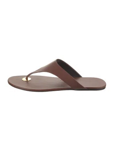 Pre-owned Saint Laurent Leather Flip Flops In Brown