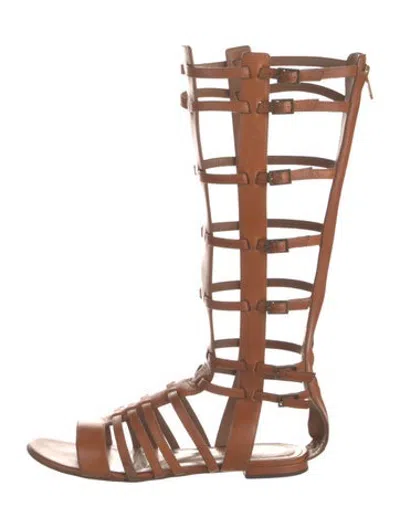 Pre-owned Saint Laurent Leather Gladiator Sandals In Brown