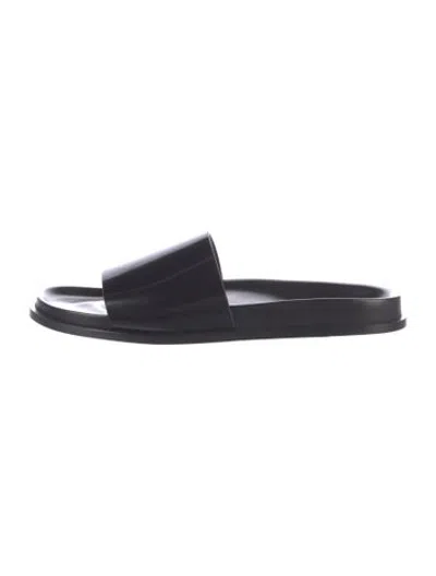 Pre-owned Saint Laurent Leather Slides In Black