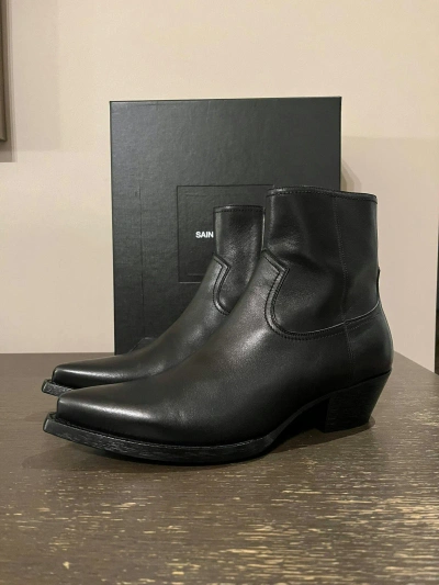 Pre-owned Saint Laurent Lukas 40 Zipped Boots In Black