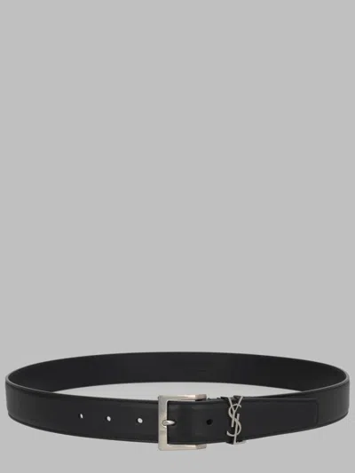 Saint Laurent Men's Leather Belt In Black
