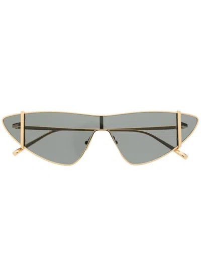 Saint Laurent Metallic Cat-eye Frame Sunglasses In Gold