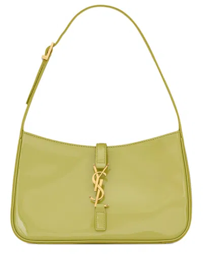 Saint Laurent Mini Leather Shoulder Bag With Adjustable Strap, 11.5 Cm Height, 19 Cm Width, 4.5 Cm D In Verde