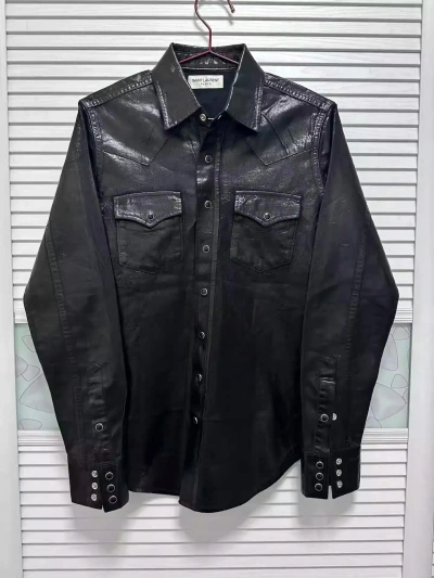 Pre-owned Saint Laurent Old Leather Shirt In Black