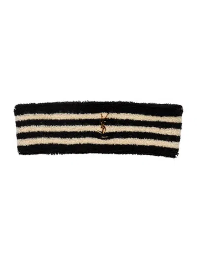 Pre-owned Saint Laurent Printed Headband In Black/white