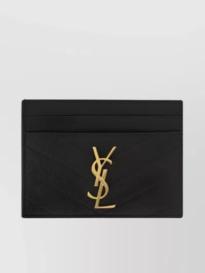 Saint Laurent Quilted Calfskin Card Holder In Black