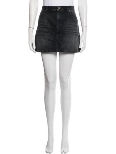 Pre-owned Saint Laurent Raw-edge Trim Mini Skirt In Black