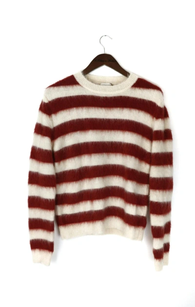 Pre-owned Saint Laurent Red/white Striped Mohair Sweater