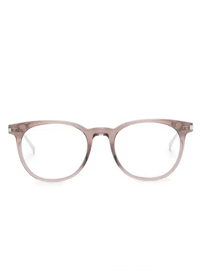 Saint Laurent Runde Brille Mit Logo In Purple