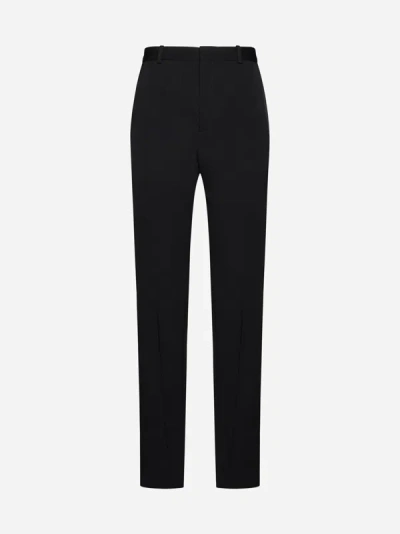 Saint Laurent Satin-stripe Wool Tuxedo Trousers In Black