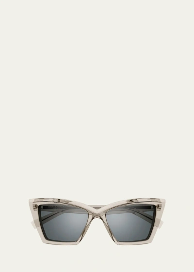 Saint Laurent Semi-transparent Acetate Cat-eye Sunglasses In Gold