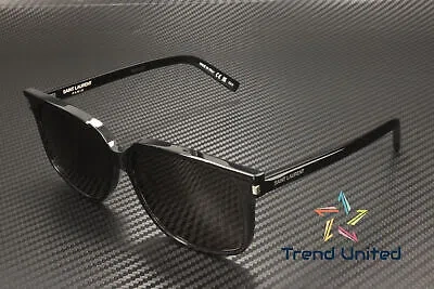 Pre-owned Saint Laurent Sl 599 001 Rectangular Squared Black 58 Mm Men's Sunglasses