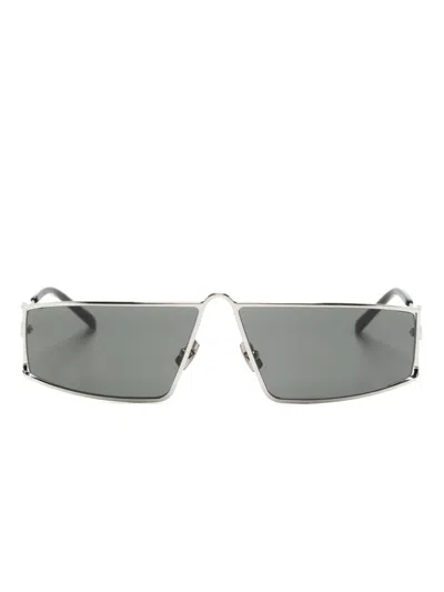 Saint Laurent Sl 606 Rectangle-frame Sunglasses In Silver