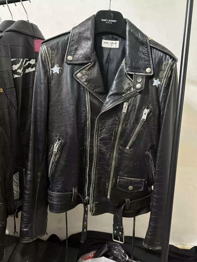 Pre-owned Saint Laurent Star Older L17 Leather Jacket In Multicolor