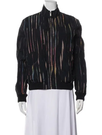 Pre-owned Saint Laurent Striped Bomber Jacket In Blue