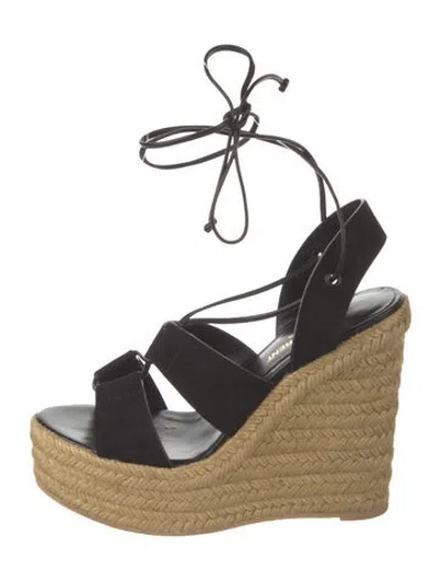 Pre-owned Saint Laurent Suede Espadrilles In Black