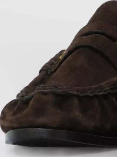 Saint Laurent Suede Loafers In Brown