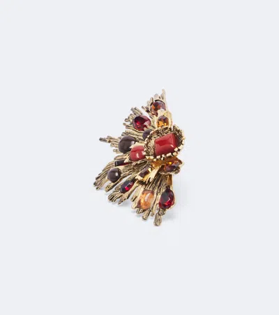 Saint Laurent Sunrise Embellished Ring In Multi