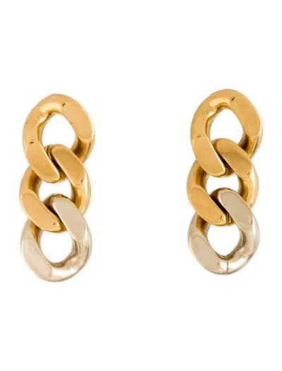 Pre-owned Saint Laurent Two Toned 3 Link Drop Earrings In Multicolor
