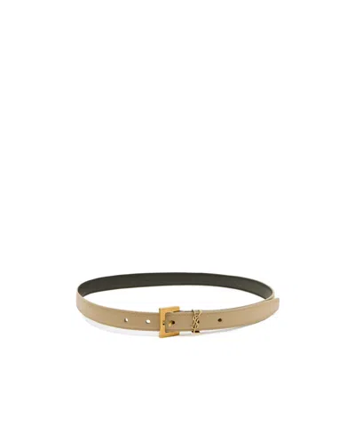 Saint Laurent Versatile Thin Leather Belt In Green