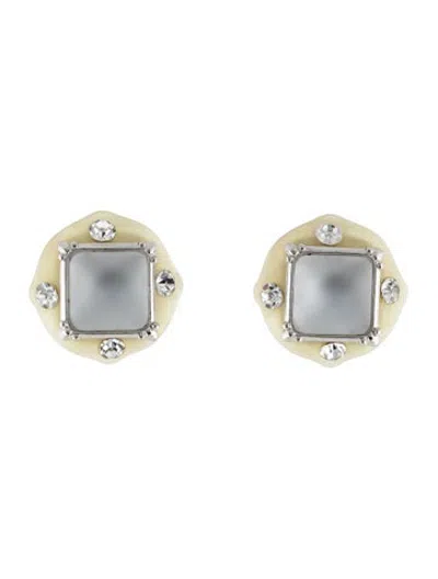 Pre-owned Saint Laurent Vintage Resin & Crystal Clip-on Earrings In Multicolor