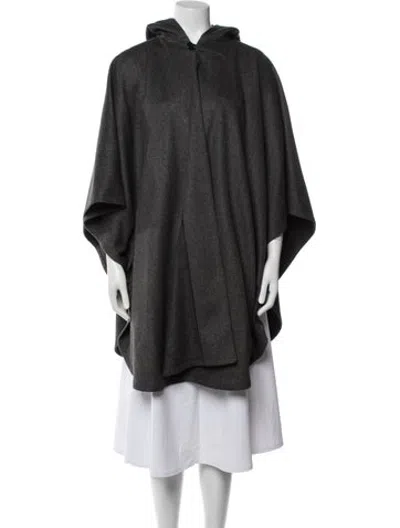 Pre-owned Saint Laurent Virgin Wool Cape In Grey