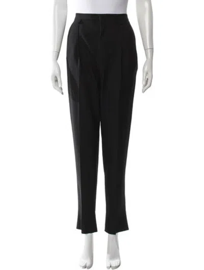 Pre-owned Saint Laurent Virgin Wool Straight Leg Pants In Black